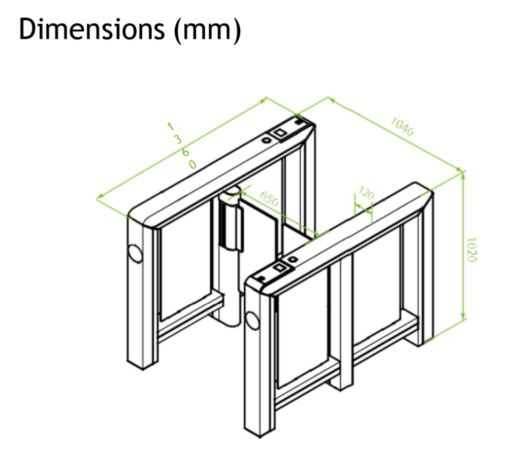 Dimensions Aluminum Turnstile Gate